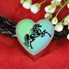 Amazing Horse Vector Print Heart Charm Leather Woven Bracelet-Free Shipping - Deruj.com