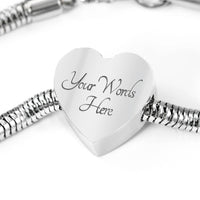 Ocicat Print Heart Charm Steel Bracelet-Free Shipping - Deruj.com