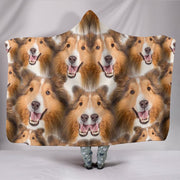 Laughing Shetland Sheepdog Print Hooded Blanket-Free Shipping - Deruj.com