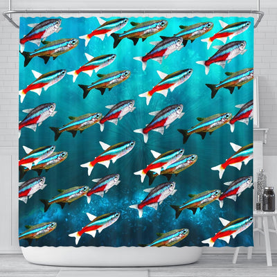 Neon Tetra Fish Print Shower Curtains-Free Shipping - Deruj.com