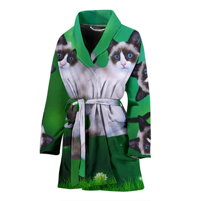 Lovely Snowshoe Cat Print Women's Bath Robe-Free Shipping - Deruj.com