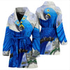 Hyacinth macaw Parrot Print Women's Bath Robe-Free Shipping - Deruj.com