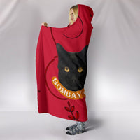 Bombay Cat Print On Red Hooded Blanket-Free Shipping - Deruj.com