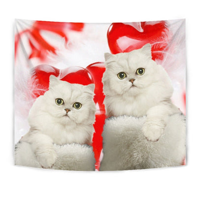 Cute Persian Cat On Red Print Tapestry-Free Shipping - Deruj.com
