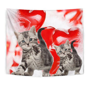 American Shorthair Cat On Red Print Tapestry-Free Shipping - Deruj.com