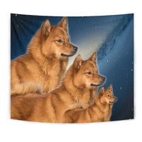 Finnish Spitz Dog On Blue Print Tapestry-Free Shipping - Deruj.com