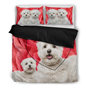 Valentine's Day Special Maltese Print On Red Rose Bedding Set-  Free Shipping - Deruj.com