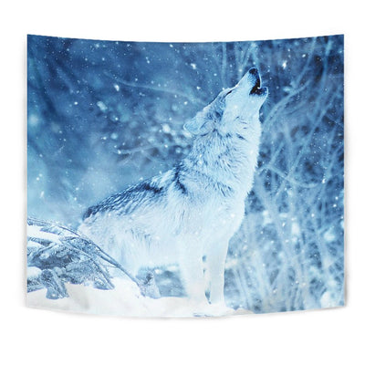 Snowy Wolf Print Tapestry-Free Shipping - Deruj.com