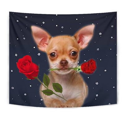 Chihuahua With Rose Print Tapestry-Free Shipping - Deruj.com