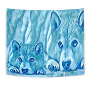 Shiba Inu Dog Snow Art Print Tapestry-Free Shipping - Deruj.com