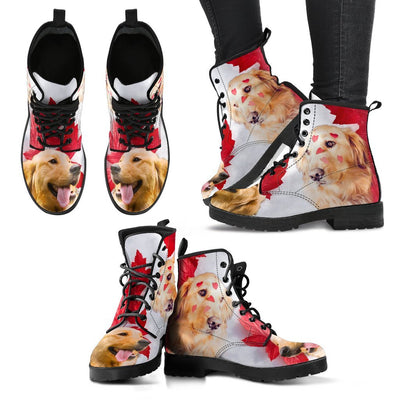 Valentine's Day Special Golden Retriever On Red Print Boots For Women-Free Shipping - Deruj.com