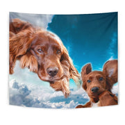 Irish Setter Dog On Blue Print Tapestry-Free Shipping - Deruj.com