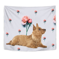 Australian Terrier With Rose Print Tapestry-Free Shipping - Deruj.com