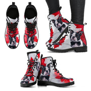Valentine's Day Special Boston Terrier On Red Print Boots For Women-Free Shipping - Deruj.com