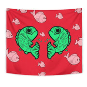 Fish Print On Red Tapestry-Free Shipping - Deruj.com