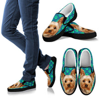 Paws Print Yorkshire (Black/White) Slip Ons Shoes For Men-Limited Edition-Express Shipping - Deruj.com