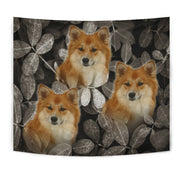 Icelandic Sheepdog On Black Print Tapestry-Free Shipping - Deruj.com