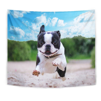 Boston Terrier Running Print Tapestry-Free Shipping - Deruj.com