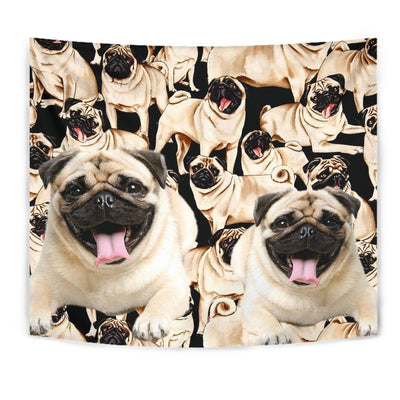 Laughing Pug Dog Print Tapestry-Free Shipping - Deruj.com