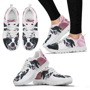 Boston Terrier Pink White Print Running Shoes For Women-Free Shipping - Deruj.com