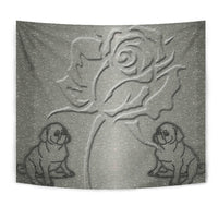 Pug Dog With Rose Print Tapestry-Free Shipping - Deruj.com