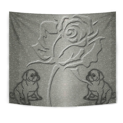 Pug Dog With Rose Print Tapestry-Free Shipping - Deruj.com
