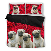 Valentine's Day Special Pug Dog On Red Print Bedding Set- Free Shipping - Deruj.com