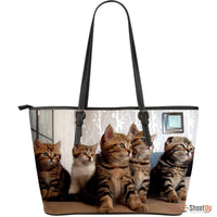 Cat In Lot-Large Leather Tote Bag-Free Shipping - Deruj.com