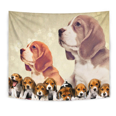 Cute Beagle Dog On Golden Print Tapestry-Free Shipping - Deruj.com