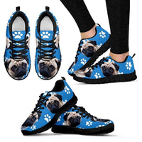 Paws Print Pug Dog (Black/White) Running Shoes For Women- Express Delivery - Deruj.com