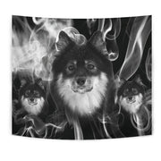 Finnish Lapphund On Black Print Tapestry-Free Shipping - Deruj.com