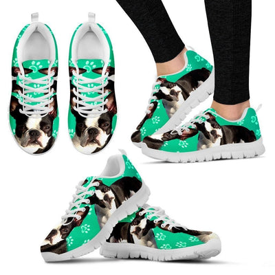 Boston Terrier Paws Print (Black/White) Running Shoes For Women-Free Shipping - Deruj.com