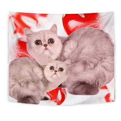 Exotic Shorthair Cat On Red Print Tapestry-Free Shipping - Deruj.com
