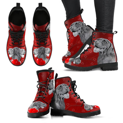 Valentine's Day Special-Vizsla Dog On Red Print Boots For Women-Free Shipping - Deruj.com
