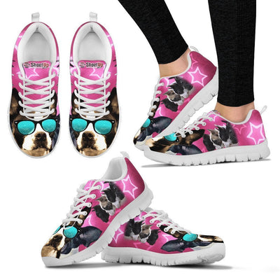 Boston Terrier On Pink Print Running Shoes For Women-Free Shipping - Deruj.com