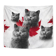 British Shorthair Cat On White Print Tapestry-Free Shipping - Deruj.com