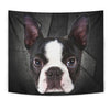 Boston Terrier On Black Print Tapestry-Free Shipping - Deruj.com