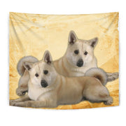 Norwegian Elkhound On Yellow Print Tapestry-Free Shipping - Deruj.com