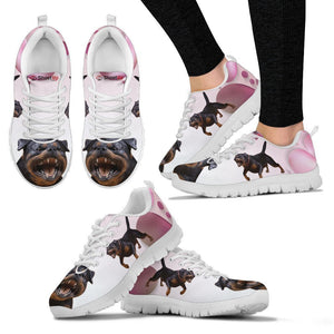 Rottweiler Pink White Print Running Shoes For Women-Free Shipping - Deruj.com
