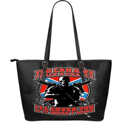You Can Give Peace A Chance Large-Leather Tote Bag-Free Shipping - Deruj.com