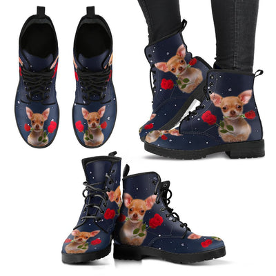 Valentine's Day Special-Chihuahua With Rose Print Boots For Women-Free Shipping - Deruj.com