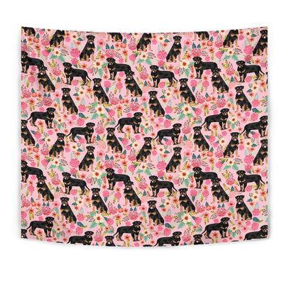Rottweiler Dog Floral Print Tapestry-Free Shipping - Deruj.com