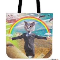 Rainbow With Cat Tote Bag-3D Print-Free Shipping - Deruj.com
