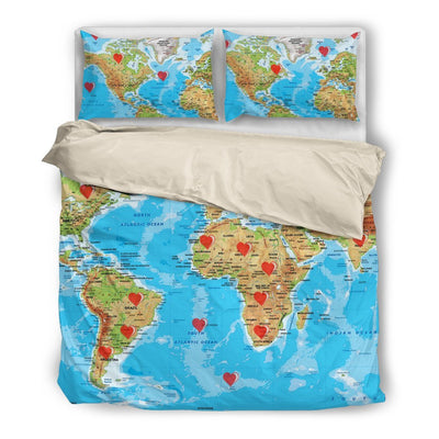 Valentine's Day Special World Map Print Bedding Set- Free Shipping - Deruj.com