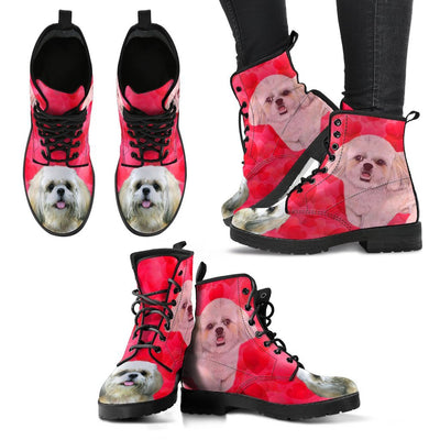 Valentine's Day Special-Shih Tzu On Red Print Boots For Women-Free Shipping - Deruj.com