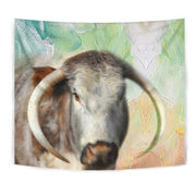 Amazing English Longhorn Cattle (Cow) Print Tapestry-Free Shipping - Deruj.com