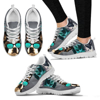 Boston Terrier With Glasses Print Sneakers For Women- Free Shippping - Deruj.com