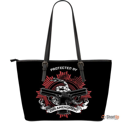 Protected By 2nd Amendment- Large Leather Tote Bag- Free Shipping - Deruj.com