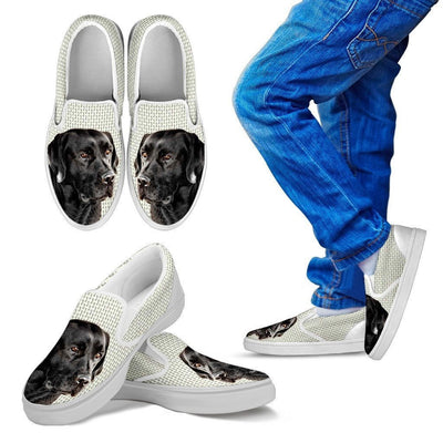 Black Labrador Print Slip Ons For Kids-Express Shipping - Deruj.com