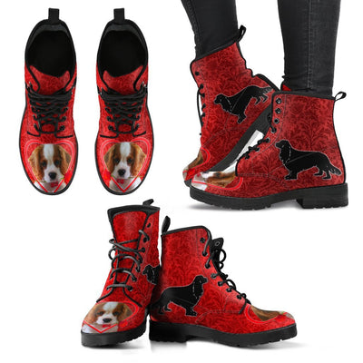 Valentine's Day Special-Cavalier King Charles Spaniel On Red Print Boots For Women-Free Shipping - Deruj.com